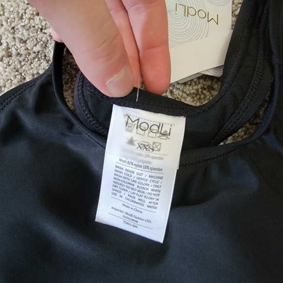 BOGO NWT ModLi Racerback Swim Bra With Padding In Black Size XXS - Picture 4 of 8